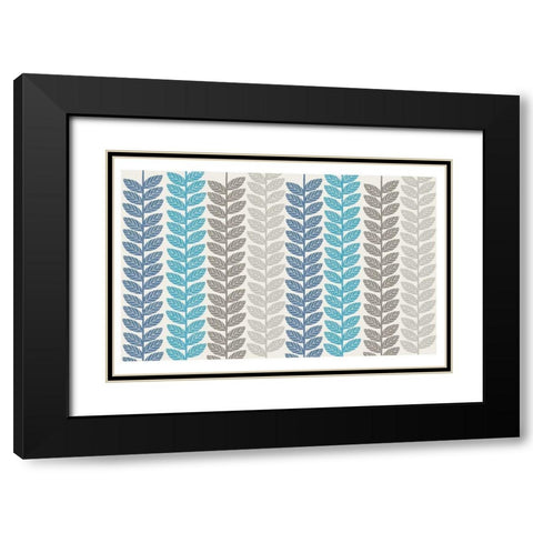Vine Leaves 1 Black Modern Wood Framed Art Print with Double Matting by Lula Bijoux and Company