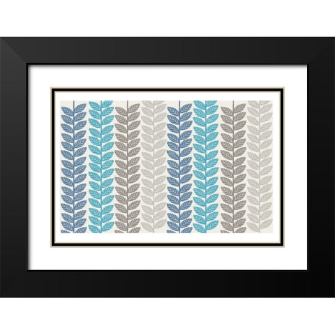 Vine Leaves 1 Black Modern Wood Framed Art Print with Double Matting by Lula Bijoux and Company