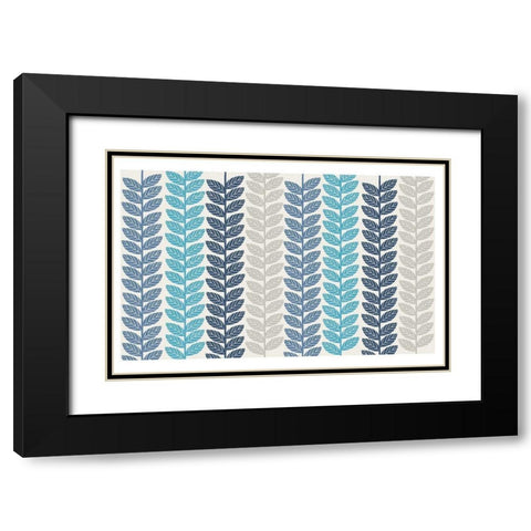 Vine Leaves 2 Black Modern Wood Framed Art Print with Double Matting by Lula Bijoux and Company