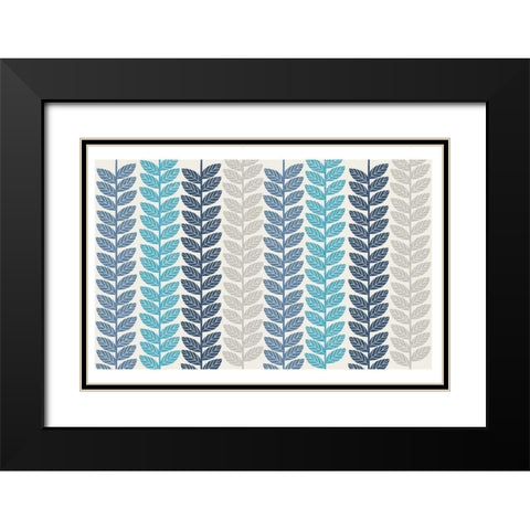 Vine Leaves 2 Black Modern Wood Framed Art Print with Double Matting by Lula Bijoux and Company