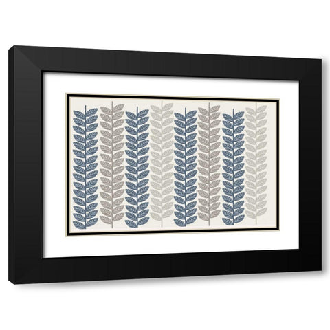 Vine Leaves 3 Black Modern Wood Framed Art Print with Double Matting by Lula Bijoux and Company