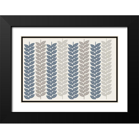 Vine Leaves 3 Black Modern Wood Framed Art Print with Double Matting by Lula Bijoux and Company