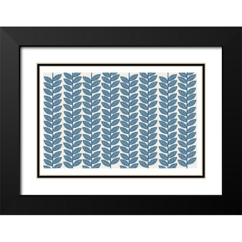 Vine Leaves 4 Black Modern Wood Framed Art Print with Double Matting by Lula Bijoux and Company