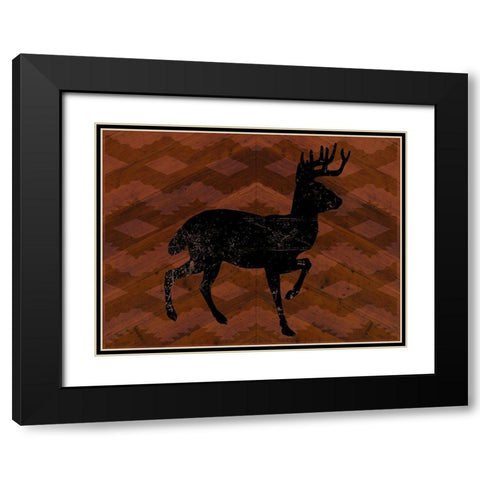 Cozy Cabin Deer Black Modern Wood Framed Art Print with Double Matting by Lula Bijoux and Company