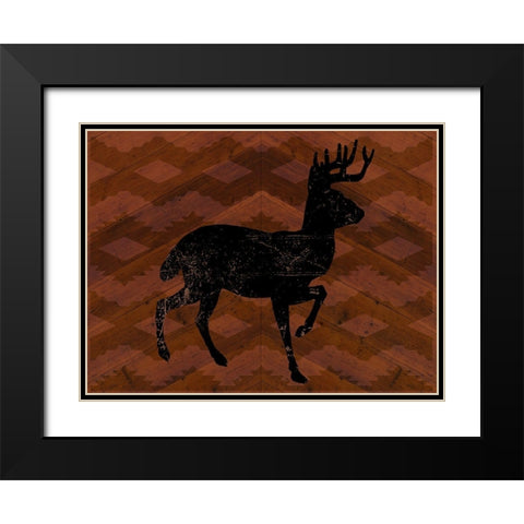 Cozy Cabin Deer Black Modern Wood Framed Art Print with Double Matting by Lula Bijoux and Company
