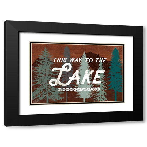 This Way To The Lake Black Modern Wood Framed Art Print with Double Matting by Lula Bijoux and Company