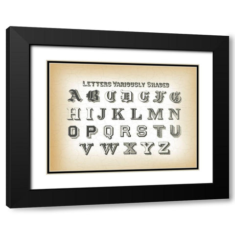 Vintage Alphabet Black Modern Wood Framed Art Print with Double Matting by Lula Bijoux and Company