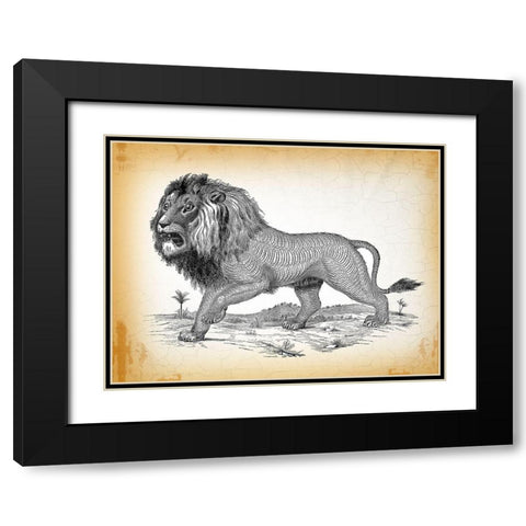 Industrial Lion Black Modern Wood Framed Art Print with Double Matting by Lula Bijoux and Company