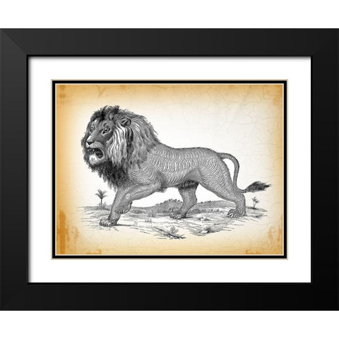 Industrial Lion Black Modern Wood Framed Art Print with Double Matting by Lula Bijoux and Company