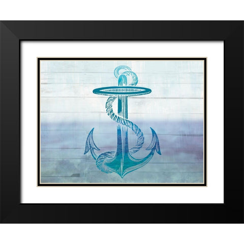 Seaside Anchor Black Modern Wood Framed Art Print with Double Matting by Lula Bijoux and Company