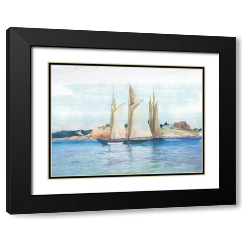 Seaside Boating Black Modern Wood Framed Art Print with Double Matting by Lula Bijoux and Company
