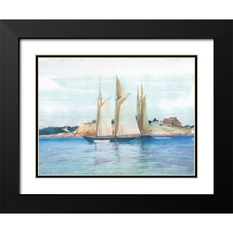 Seaside Boating Black Modern Wood Framed Art Print with Double Matting by Lula Bijoux and Company