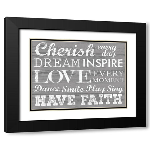 Cherish Black Modern Wood Framed Art Print with Double Matting by Lula Bijoux and Company
