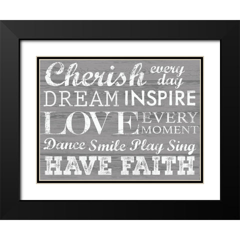 Cherish Black Modern Wood Framed Art Print with Double Matting by Lula Bijoux and Company