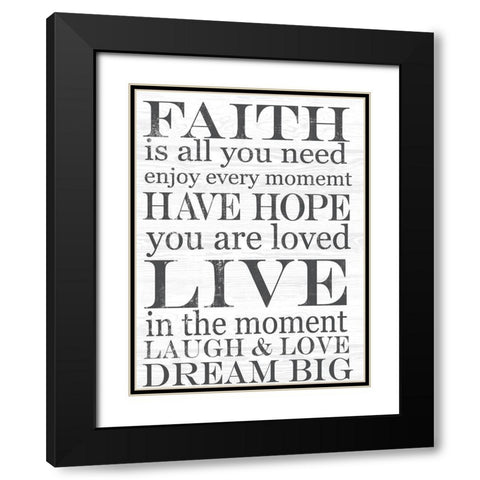 FAITH Black Modern Wood Framed Art Print with Double Matting by Lula Bijoux and Company