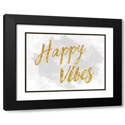 Happy Vibes Black Modern Wood Framed Art Print with Double Matting by Lula Bijoux and Company