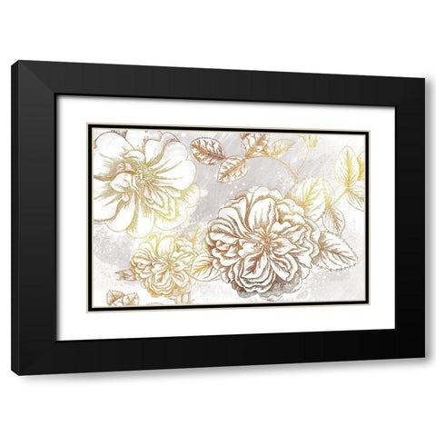 Metallic Flowers Black Modern Wood Framed Art Print with Double Matting by Lula Bijoux and Company