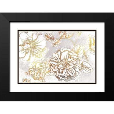 Metallic Flowers Black Modern Wood Framed Art Print with Double Matting by Lula Bijoux and Company