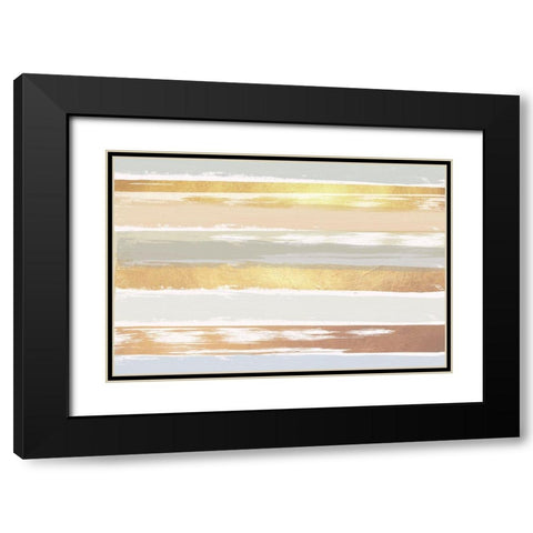 Golden Wave Black Modern Wood Framed Art Print with Double Matting by Lula Bijoux and Company