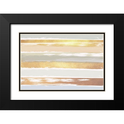 Golden Wave Black Modern Wood Framed Art Print with Double Matting by Lula Bijoux and Company