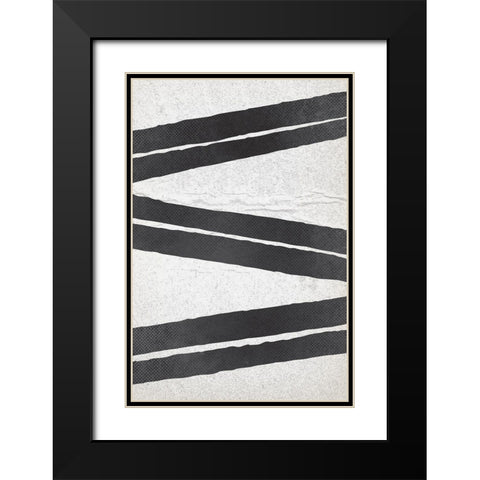 BW Minimalist Zig Zag 1 Black Modern Wood Framed Art Print with Double Matting by Lula Bijoux and Company