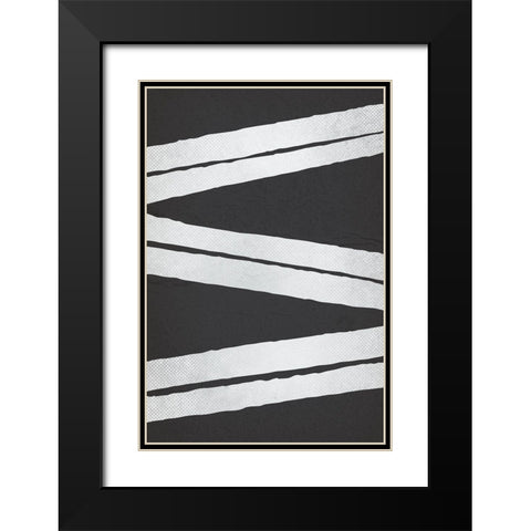 BW Minimalist Zig Zag 2 Black Modern Wood Framed Art Print with Double Matting by Lula Bijoux and Company