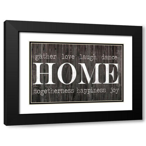 Home Words Black Modern Wood Framed Art Print with Double Matting by Lula Bijoux and Company