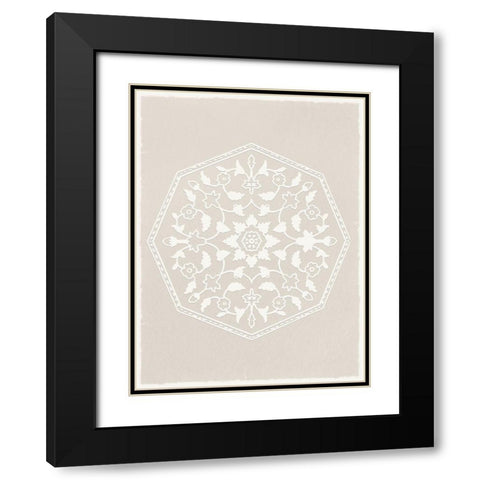 Boho Casual Mandela Black Modern Wood Framed Art Print with Double Matting by Lula Bijoux and Company