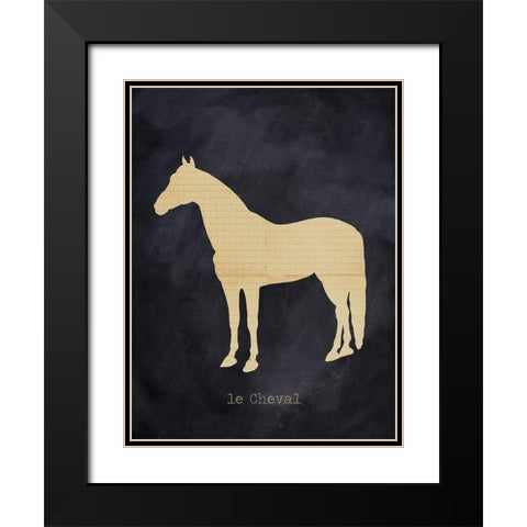 Horse Black Modern Wood Framed Art Print with Double Matting by Lula Bijoux And Company