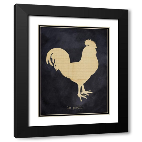 Rooster Black Modern Wood Framed Art Print with Double Matting by Lula Bijoux And Company
