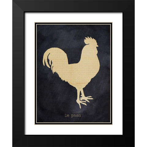 Rooster Black Modern Wood Framed Art Print with Double Matting by Lula Bijoux And Company