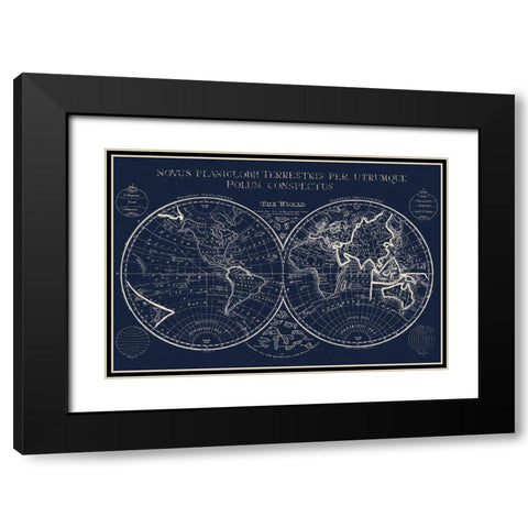 New Map Black Modern Wood Framed Art Print with Double Matting by Lula Bijoux And Company
