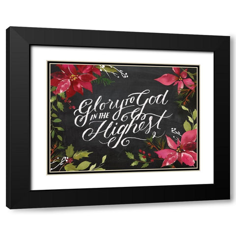 Glory Poinsettias Black Modern Wood Framed Art Print with Double Matting by Lula Bijoux And Company