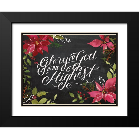 Glory Poinsettias Black Modern Wood Framed Art Print with Double Matting by Lula Bijoux And Company