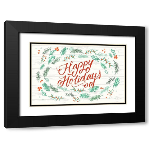 Happy Holidays 1 Black Modern Wood Framed Art Print with Double Matting by Lula Bijoux And Company