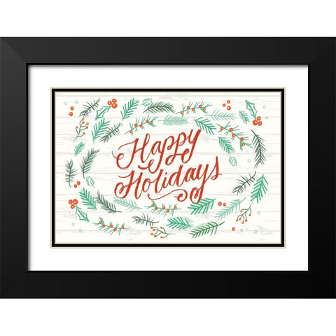 Happy Holidays 1 Black Modern Wood Framed Art Print with Double Matting by Lula Bijoux And Company