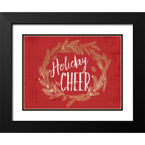 Holiday Cheer V2 Black Modern Wood Framed Art Print with Double Matting by Lula Bijoux And Company