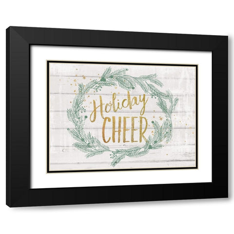 Holiday Cheer Black Modern Wood Framed Art Print with Double Matting by Lula Bijoux And Company