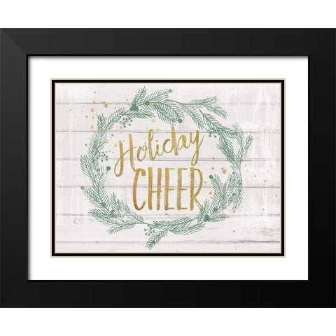 Holiday Cheer Black Modern Wood Framed Art Print with Double Matting by Lula Bijoux And Company