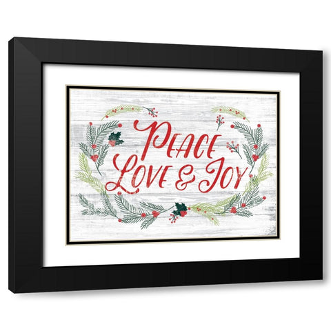Love Peace Joy Black Modern Wood Framed Art Print with Double Matting by Lula Bijoux And Company