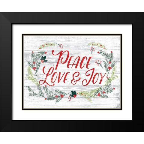 Love Peace Joy Black Modern Wood Framed Art Print with Double Matting by Lula Bijoux And Company