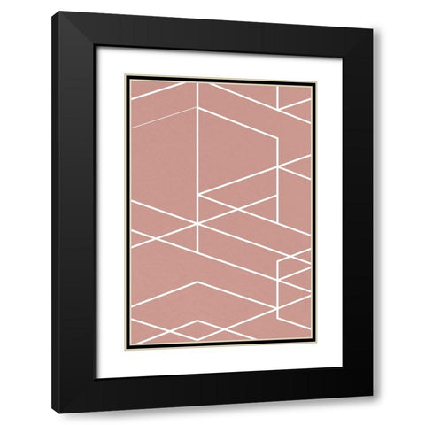 Rose Geometric 1 Black Modern Wood Framed Art Print with Double Matting by Lula Bijoux and Company