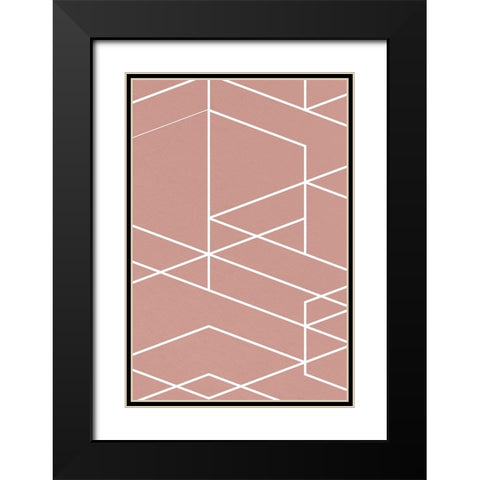 Rose Geometric 1 Black Modern Wood Framed Art Print with Double Matting by Lula Bijoux and Company