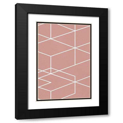 Rose Geometric 2 Black Modern Wood Framed Art Print with Double Matting by Lula Bijoux and Company