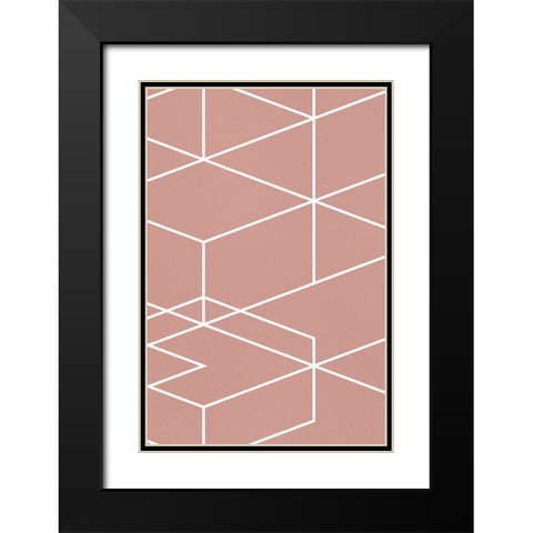 Rose Geometric 2 Black Modern Wood Framed Art Print with Double Matting by Lula Bijoux and Company