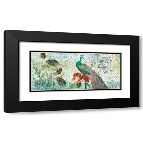 Peacock ART Green Black Modern Wood Framed Art Print with Double Matting by Allen, Candace