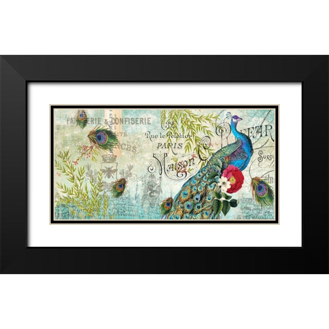 Peacock  Black Modern Wood Framed Art Print with Double Matting by Allen, Candace