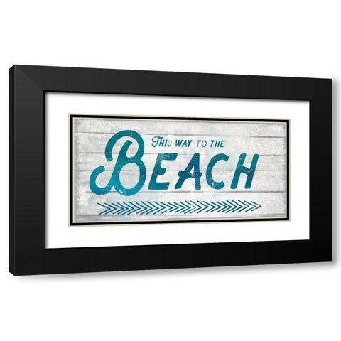 This Way To The Beach Black Modern Wood Framed Art Print with Double Matting by Lula Bijoux and Company