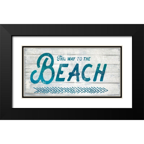 This Way To The Beach Black Modern Wood Framed Art Print with Double Matting by Lula Bijoux and Company