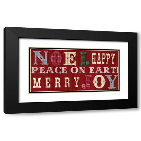Noel Peace On Earth Black Modern Wood Framed Art Print with Double Matting by Lula Bijoux And Company